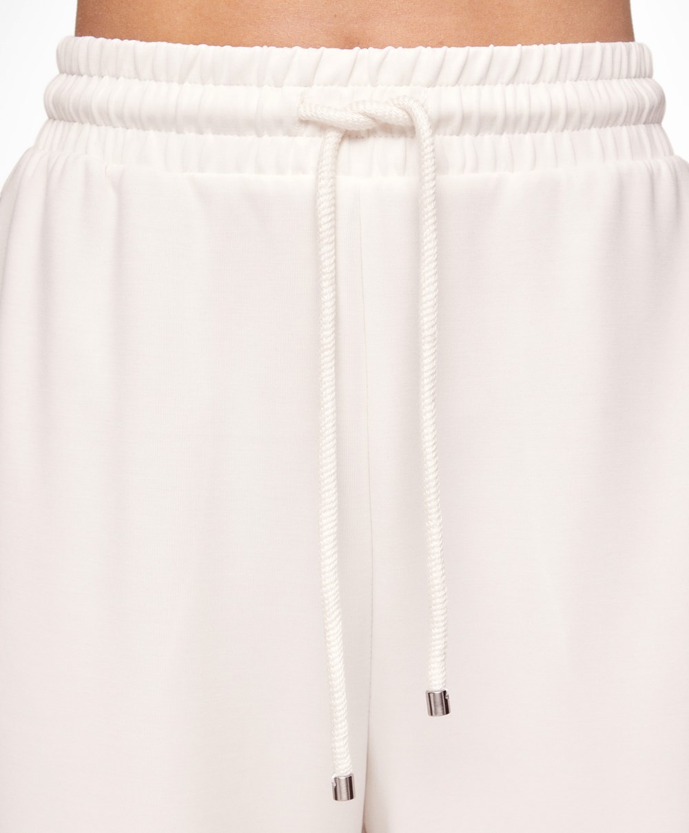 Oysho Stripe Modal Flare Trousers Cream-white | LJMNSZ-476