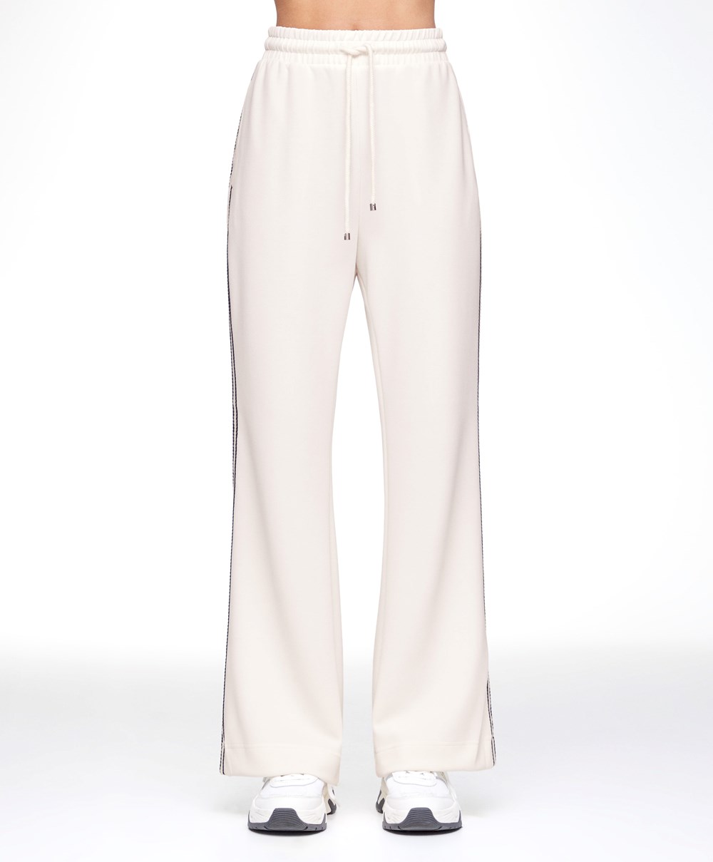 Oysho Stripe Modal Flare Trousers Cream-white | LJMNSZ-476