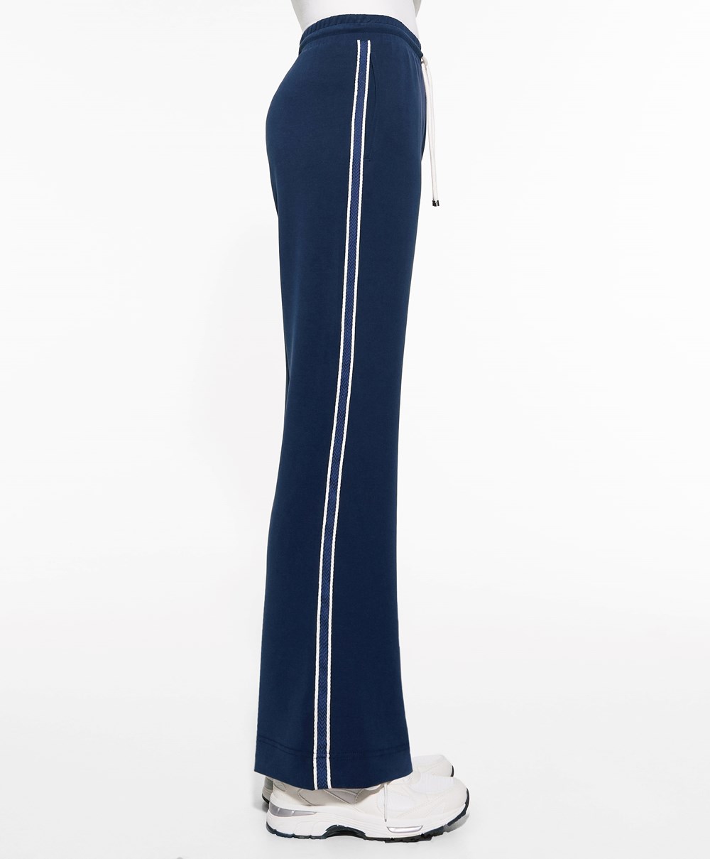 Oysho Stripe Modal Flare Trousers σκουρο μπλε μπλε | LSTVKU-138