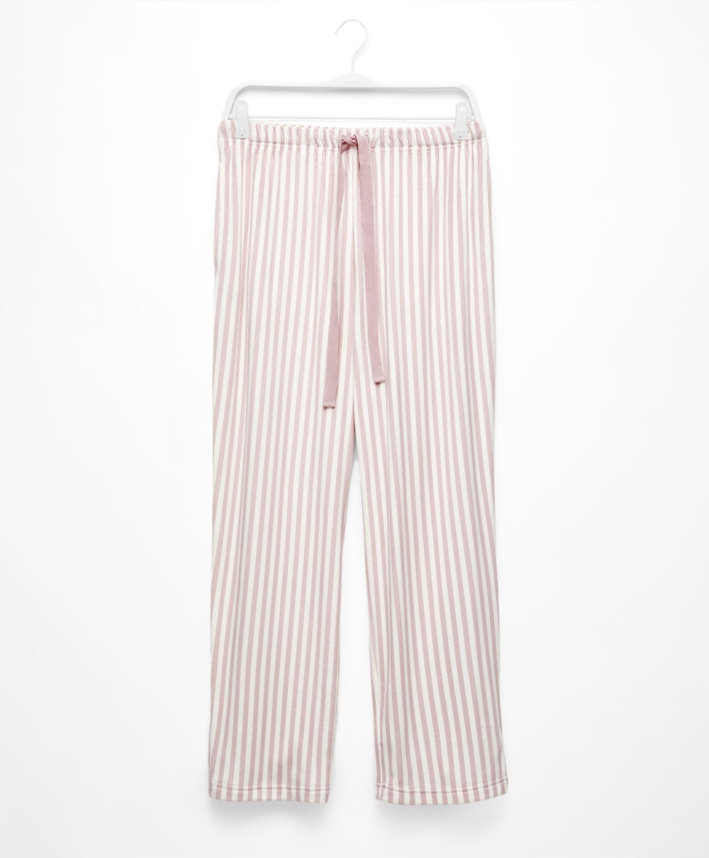 Oysho Stripe Velour Trousers ροζ | VOBARF-214