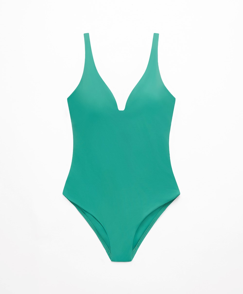 Oysho Sweetheart Neckline Swimsuit Pale Emerald | GZMXQT-865