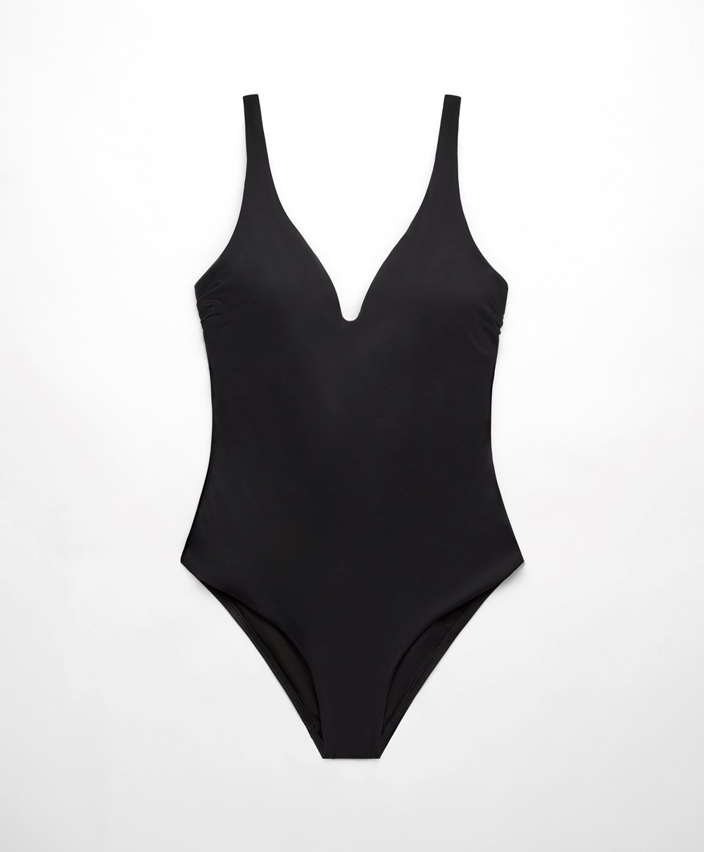 Oysho Sweetheart Neckline Swimsuit μαυρα | CVDNSE-867