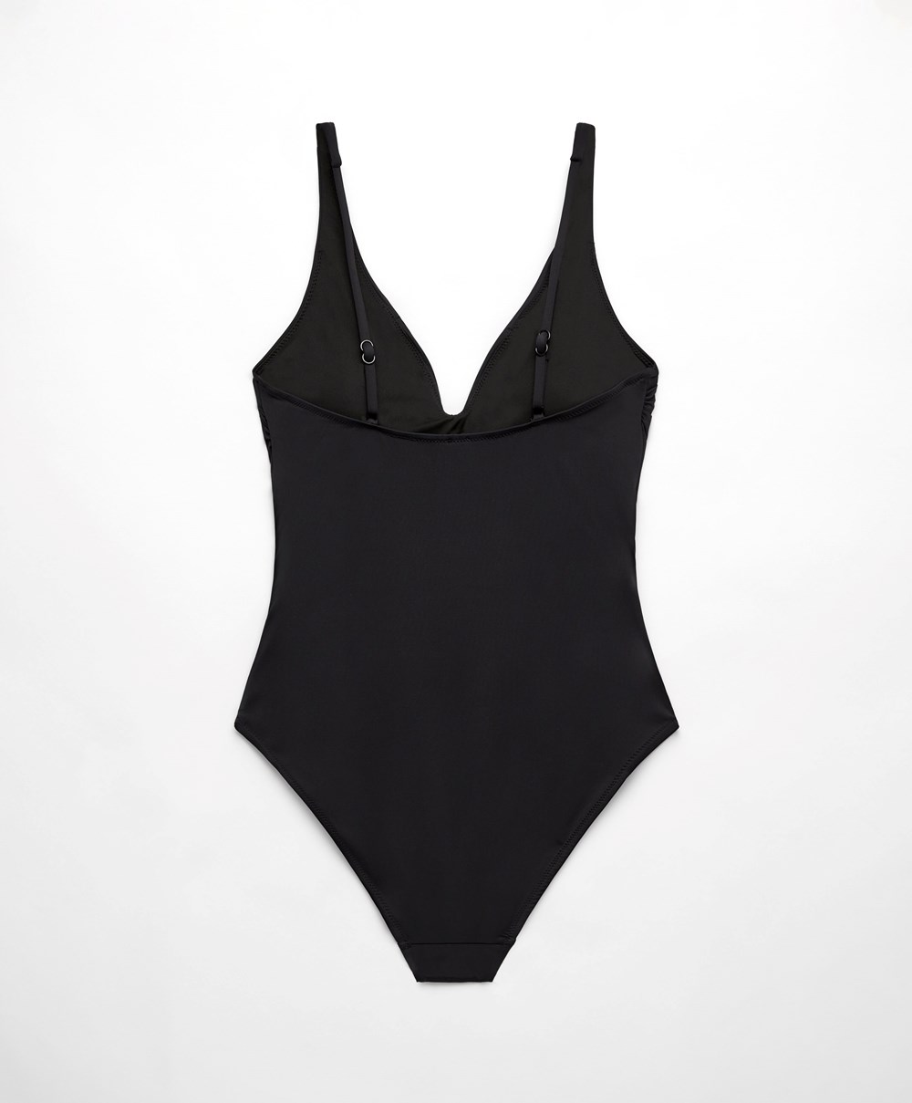 Oysho Sweetheart Neckline Swimsuit μαυρα | CVDNSE-867