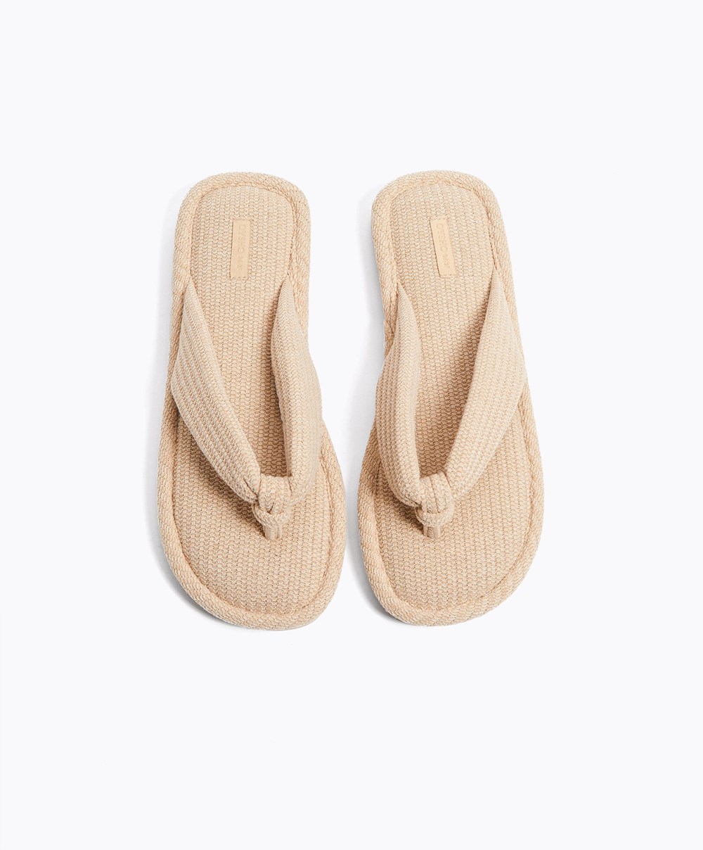 Oysho Texture Στρινγκ Sandals Μπεζ | CIXWPJ-081