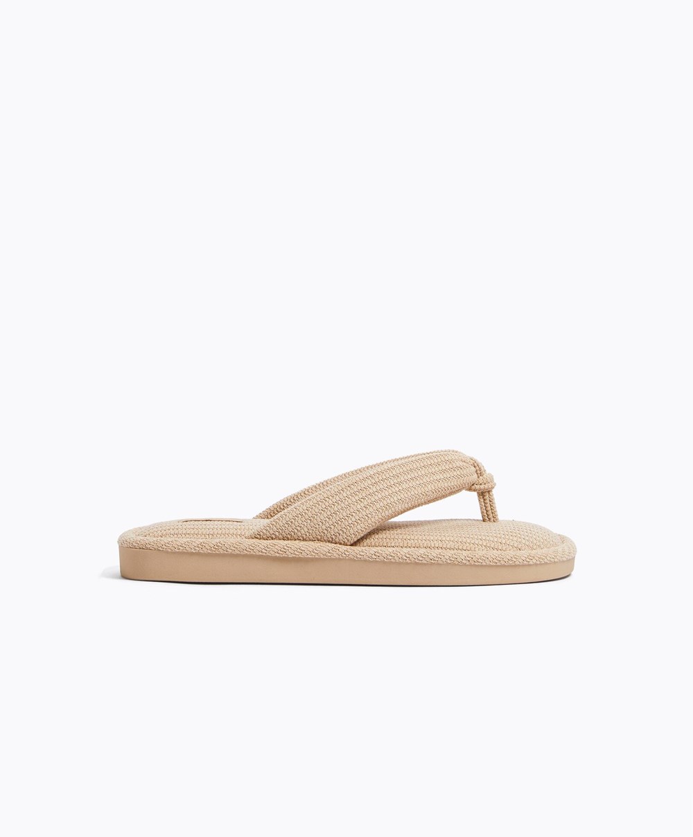 Oysho Texture Στρινγκ Sandals Μπεζ | CIXWPJ-081