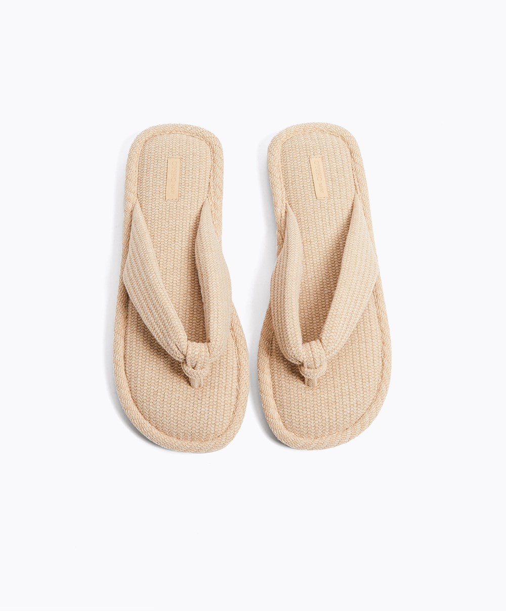 Oysho Texture Στρινγκ Sandals Μπεζ | RLIMWK-821