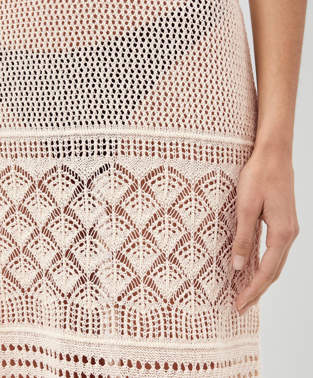 Oysho Textured Crochet Long φορεμα Sand | ZPTHQC-654