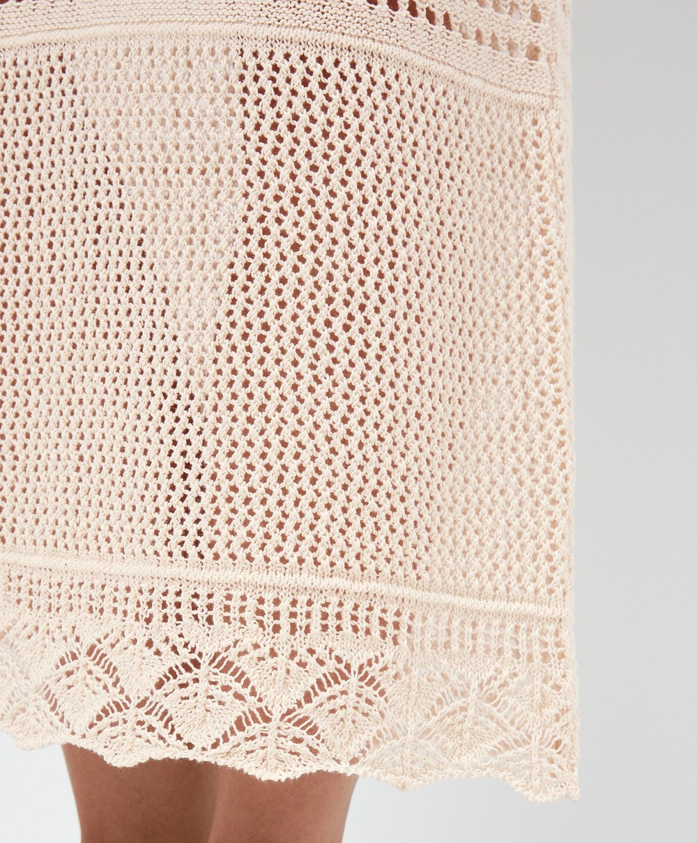 Oysho Textured Crochet Long φορεμα Sand | ZPTHQC-654