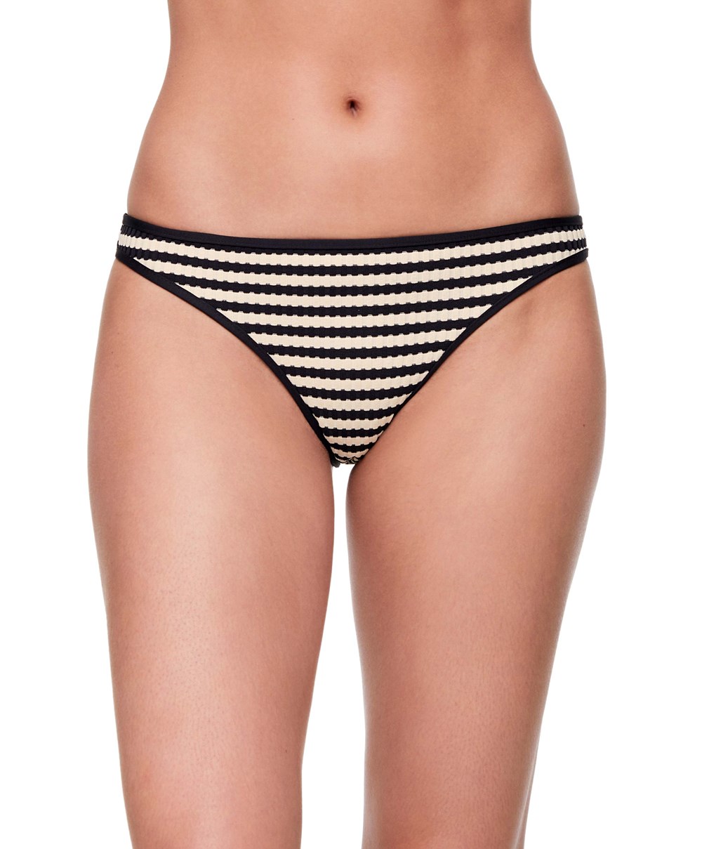 Oysho Textured Stripe Brazilian Μπικίνι Briefs μαυρα | ILNEKQ-235