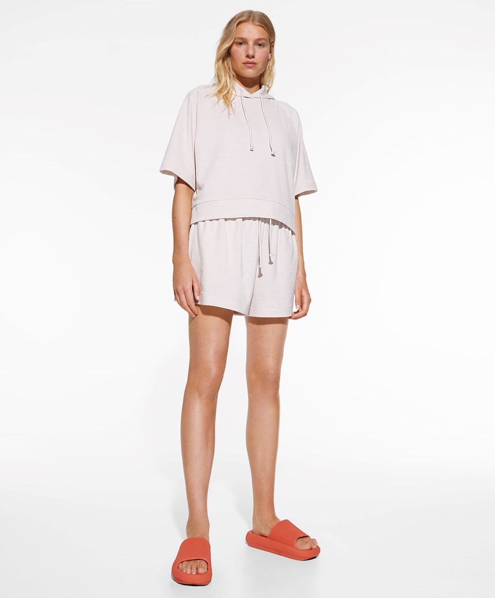 Oysho Towel-effect Shorts Stone | MYPFKE-295