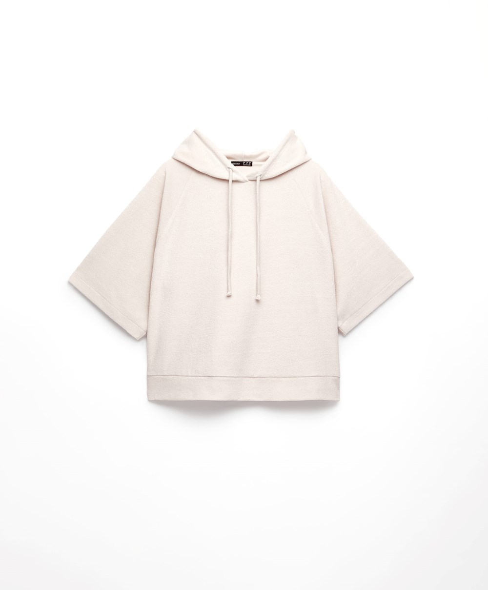 Oysho Towel-effect Κουκουλοφόρος Sweatshirt Stone | ITODHG-843