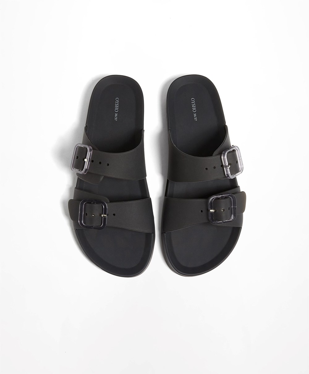 Oysho Translucent Moulded Beach Sandals μαυρα | CPJWSG-945