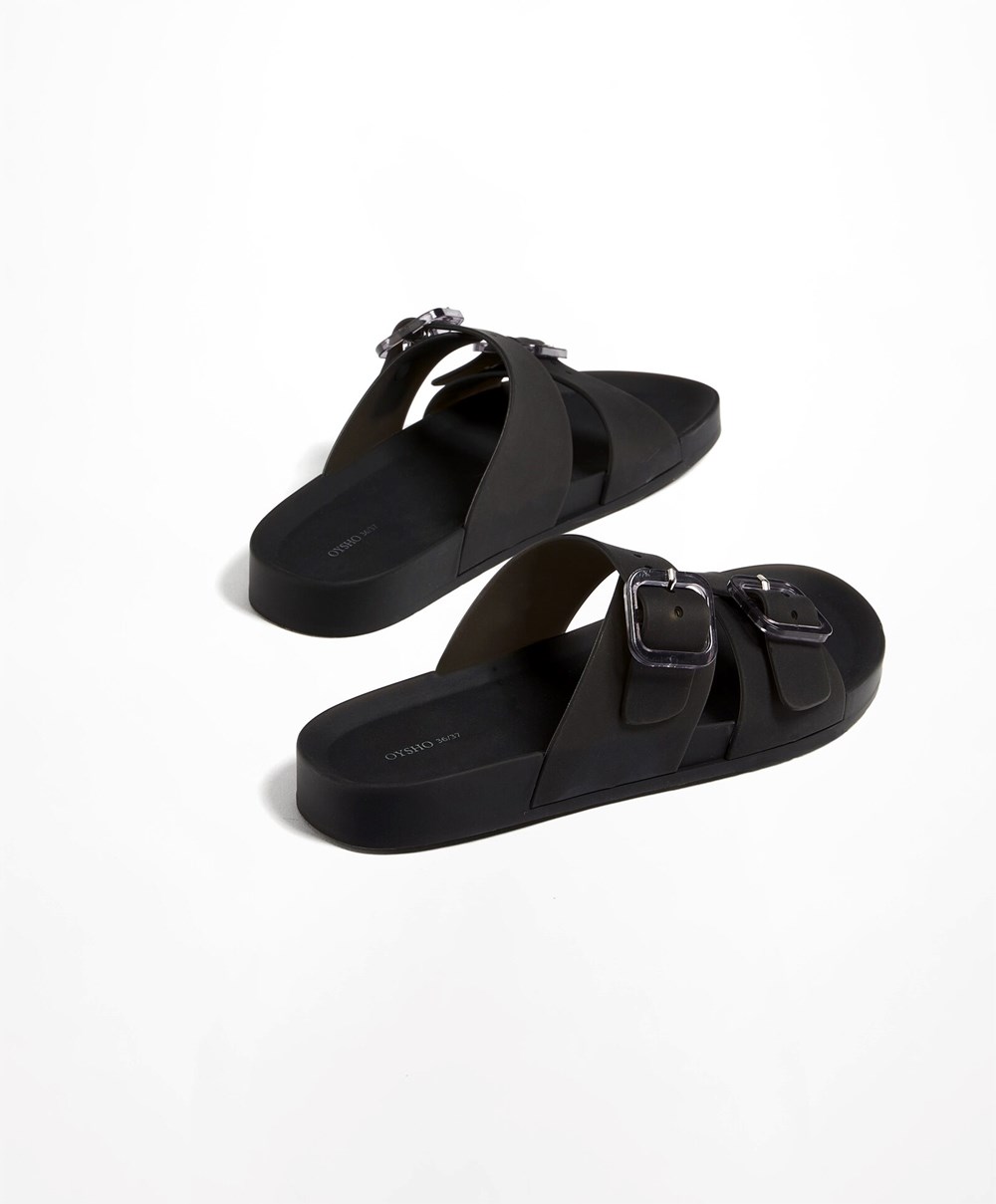 Oysho Translucent Moulded Beach Sandals μαυρα | CPJWSG-945