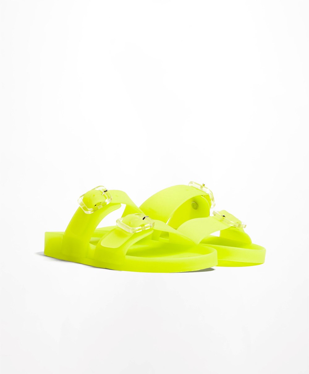 Oysho Translucent Moulded Beach Sandals Lime | CPRZUW-782