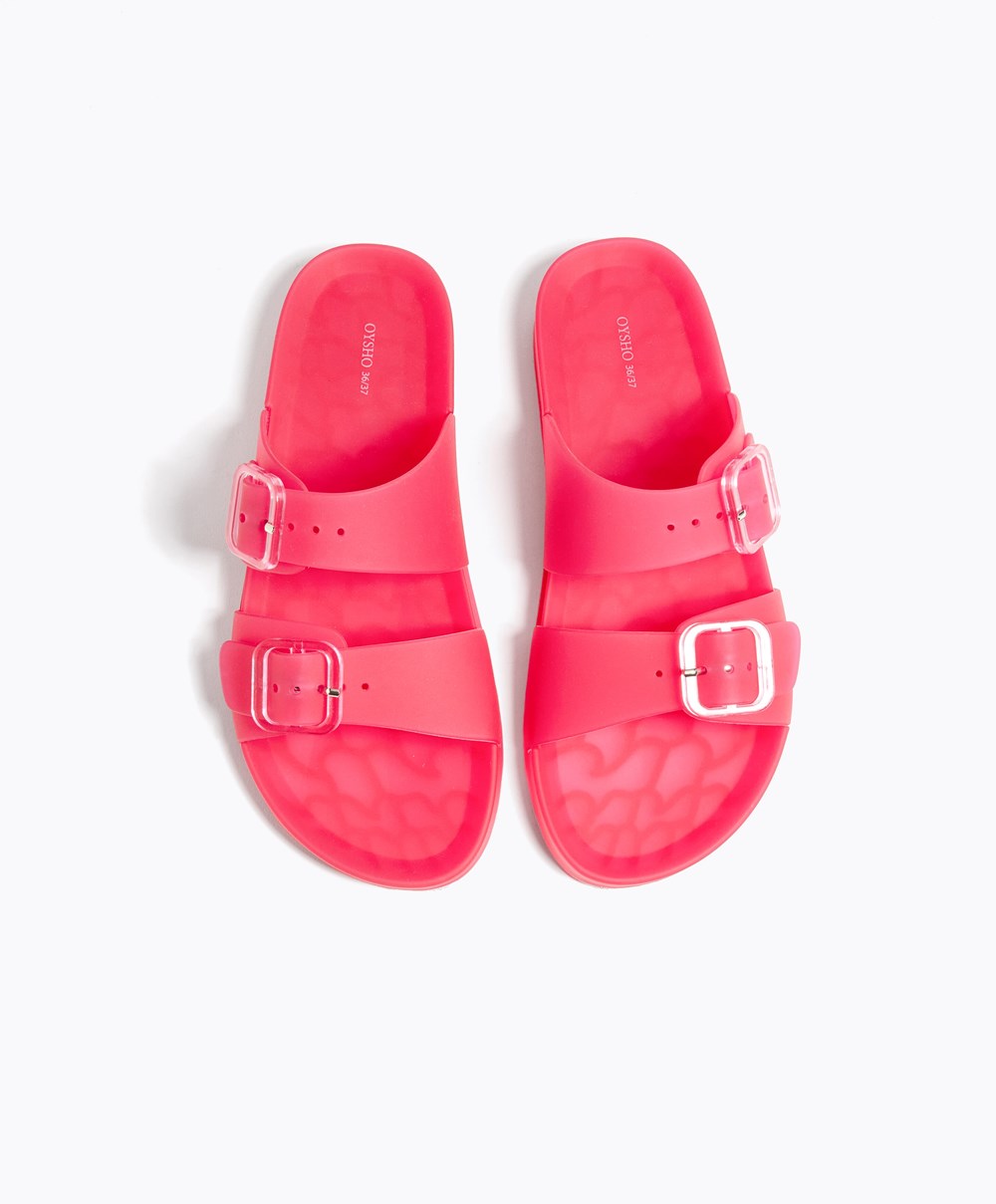 Oysho Translucent Moulded Beach Sandals φουξια | PQGCWL-936