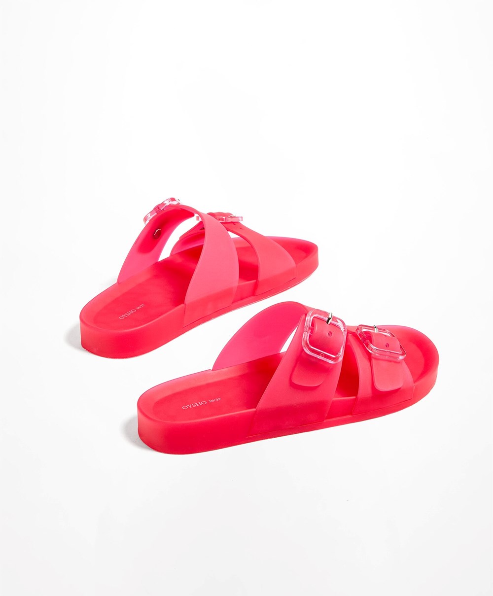 Oysho Translucent Moulded Beach Sandals φουξια | PQGCWL-936