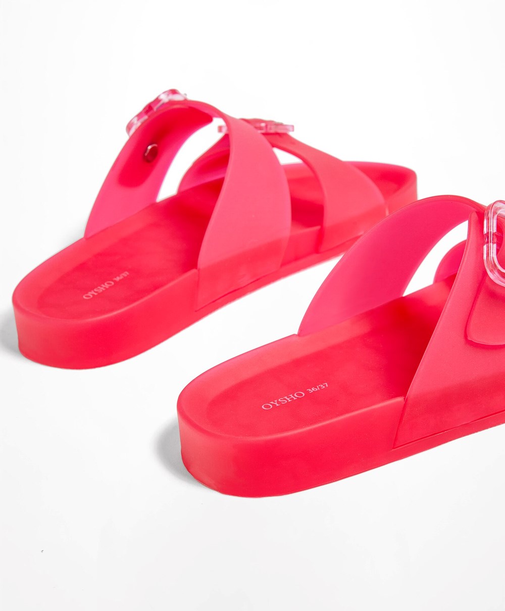 Oysho Translucent Moulded Beach Sandals φουξια | PQGCWL-936