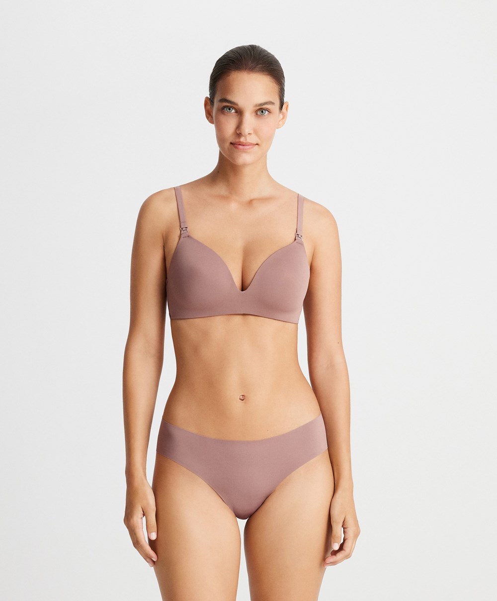 Oysho Triangle Nursing Bra Soft Mauve | BJUDOE-910