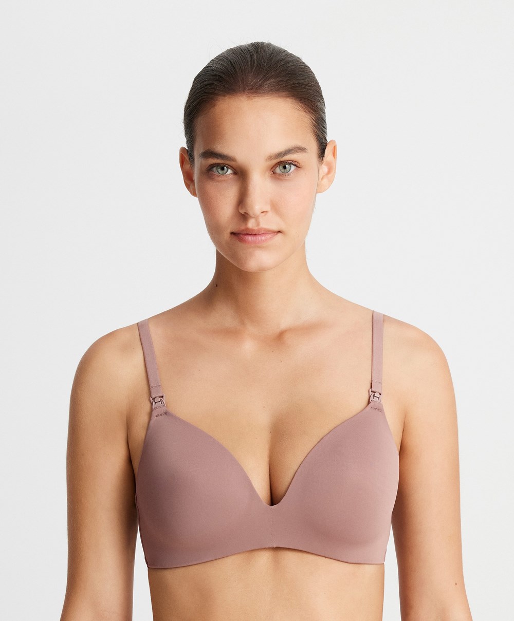 Oysho Triangle Nursing Bra Soft Mauve | BJUDOE-910