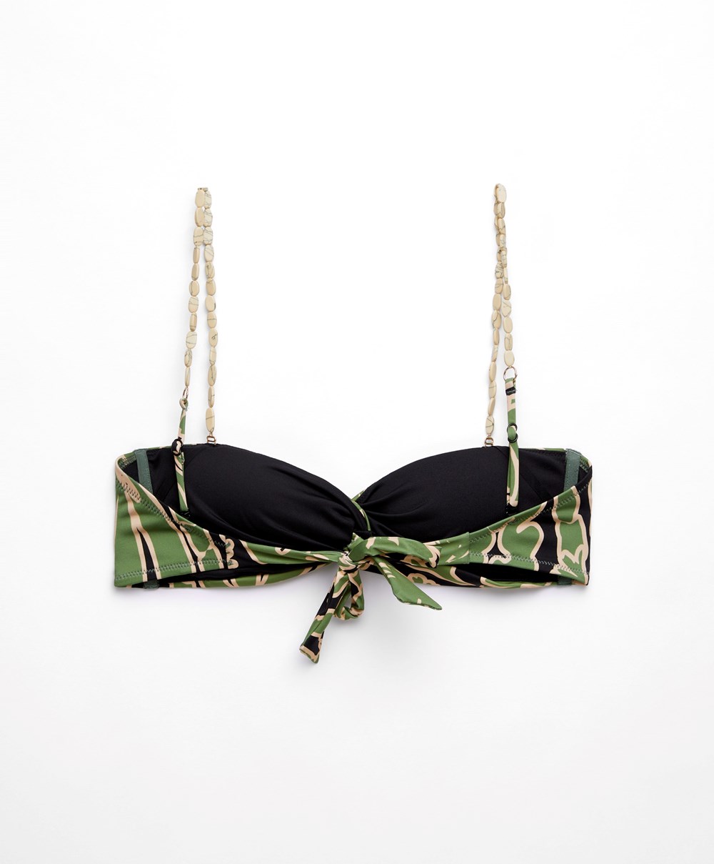 Oysho Tropical Bandeau Μπικίνι Top πρασινο | OZTIKJ-065