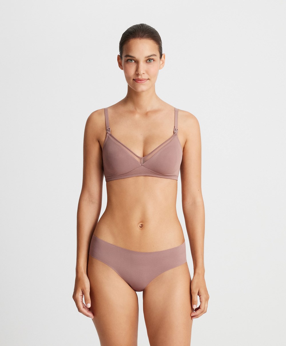 Oysho Tulle Nursing Bra Soft Mauve | CNWXDP-216