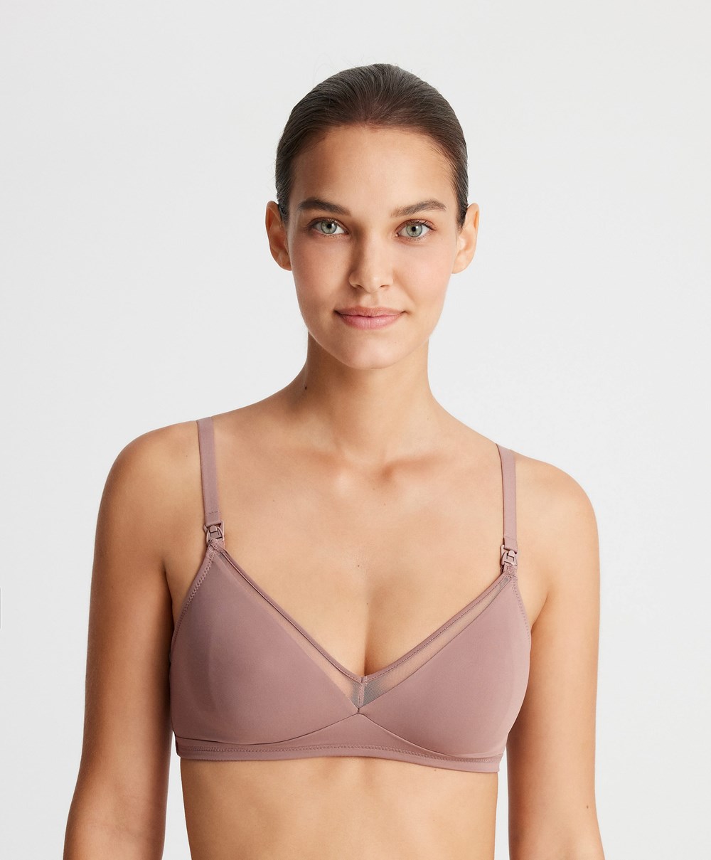 Oysho Tulle Nursing Bra Soft Mauve | CNWXDP-216