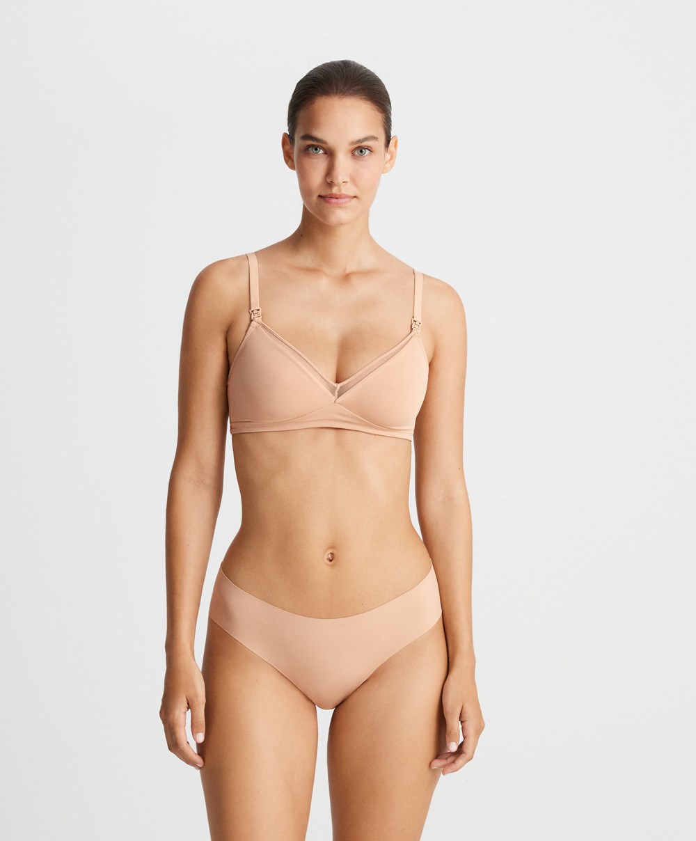 Oysho Tulle Nursing Bra Μπεζ | YSDPZL-183