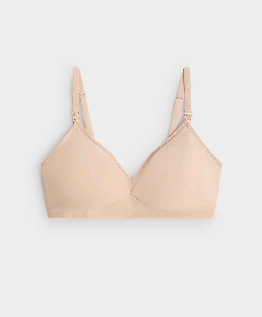 Oysho Tulle Nursing Bra Μπεζ | YSDPZL-183