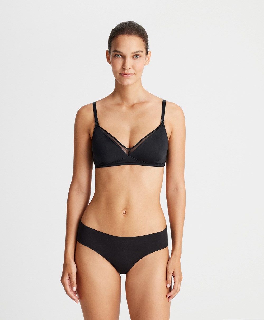 Oysho Tulle Nursing Bra μαυρα | HTYLGF-273