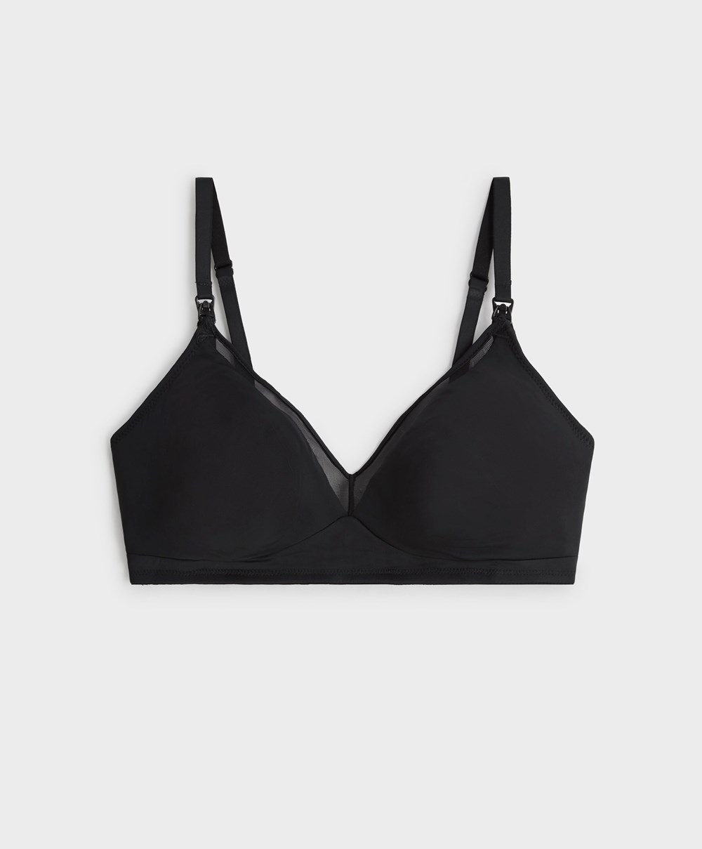 Oysho Tulle Nursing Bra μαυρα | HTYLGF-273