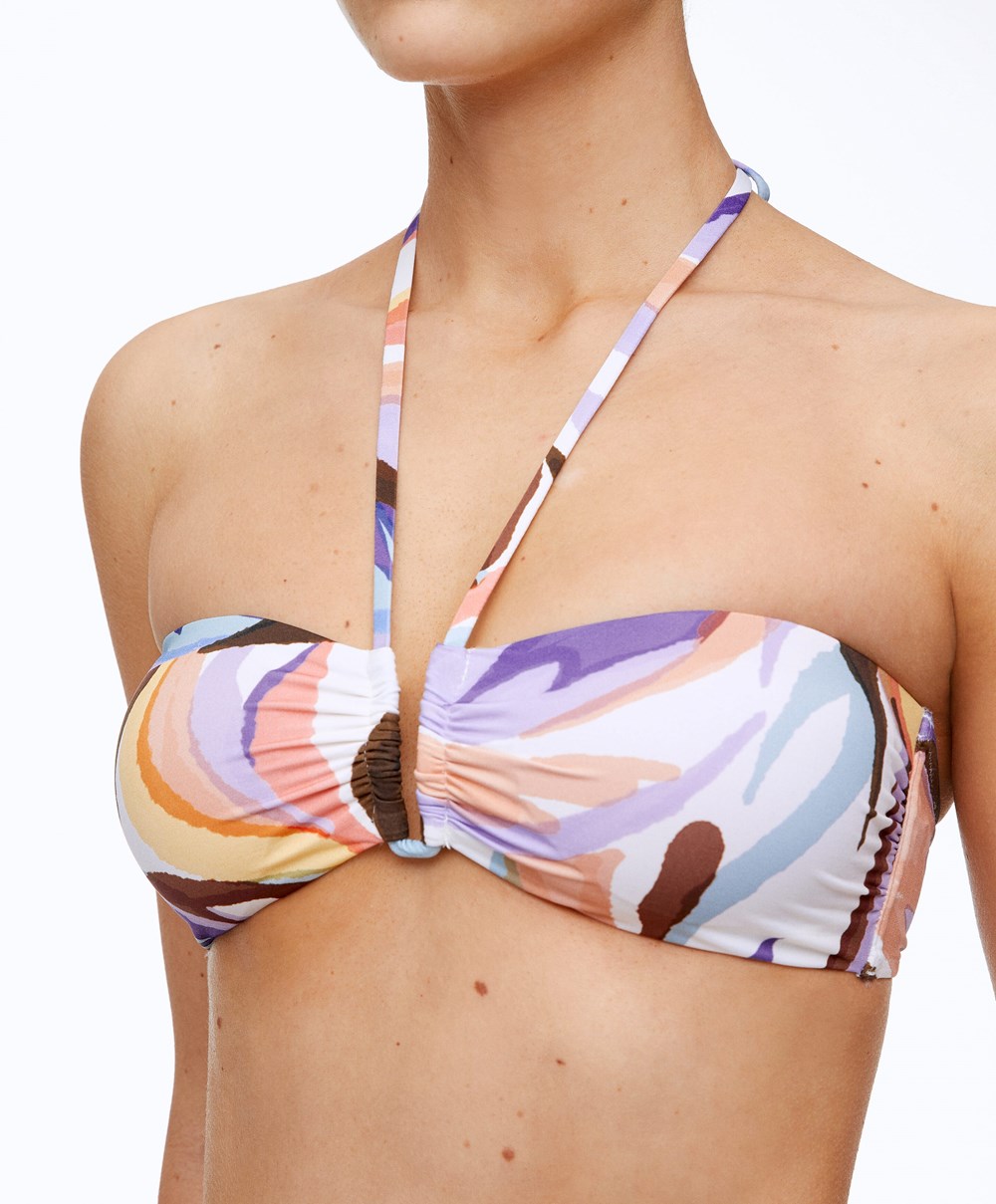 Oysho U-cut Bandeau Μπικίνι Top Vanilla | YKCJXS-937