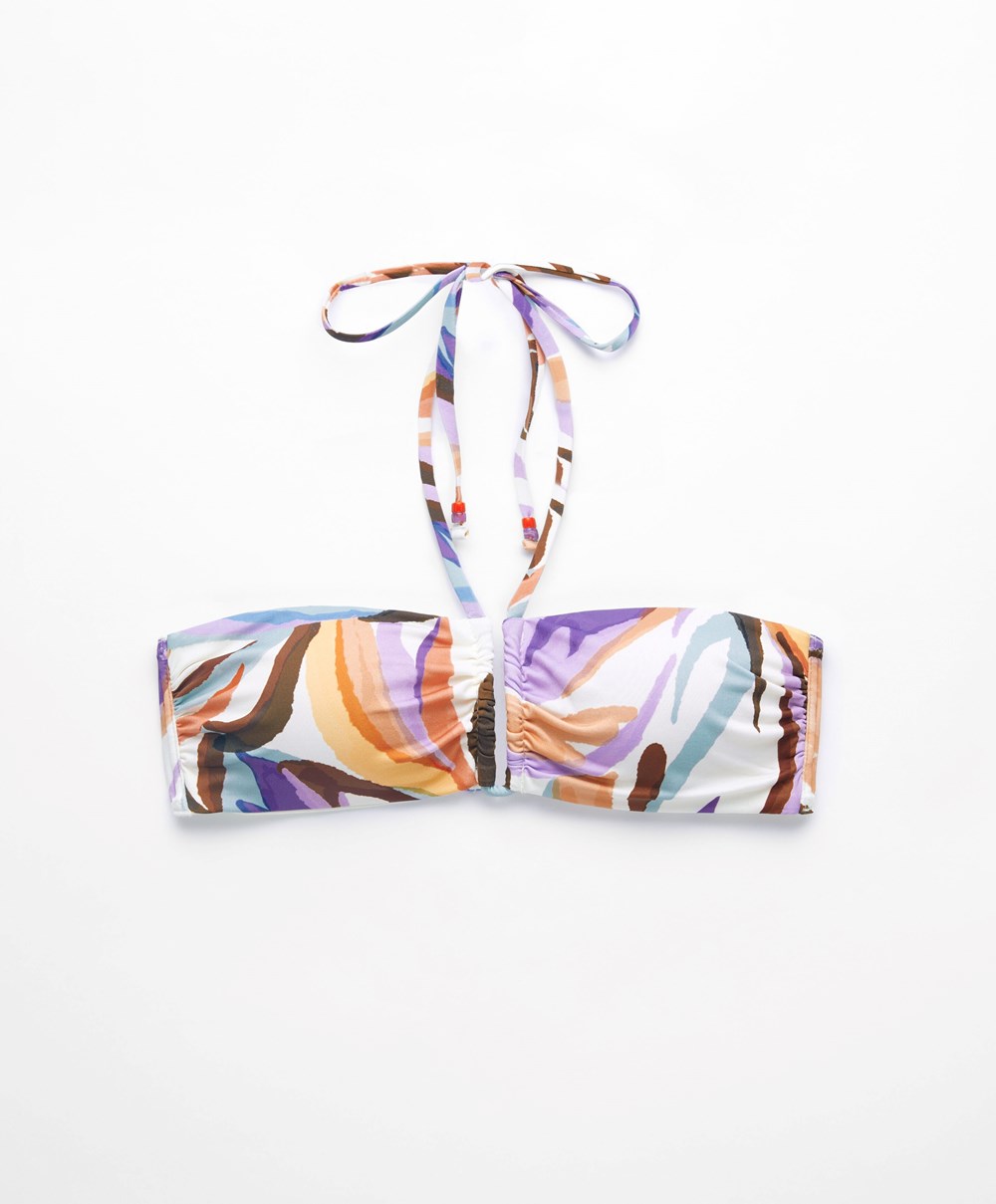 Oysho U-cut Bandeau Μπικίνι Top Vanilla | YKCJXS-937