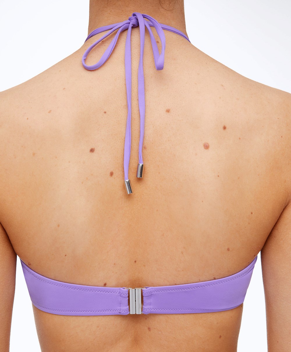 Oysho U-cut Bandeau Μπικίνι Top Violet | PBROQA-375