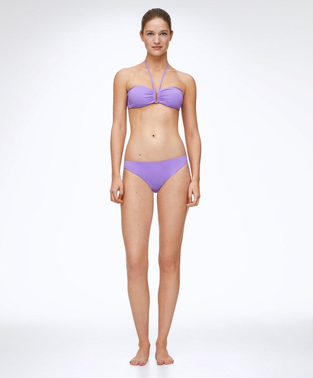 Oysho U-cut Bandeau Μπικίνι Top Violet | PBROQA-375