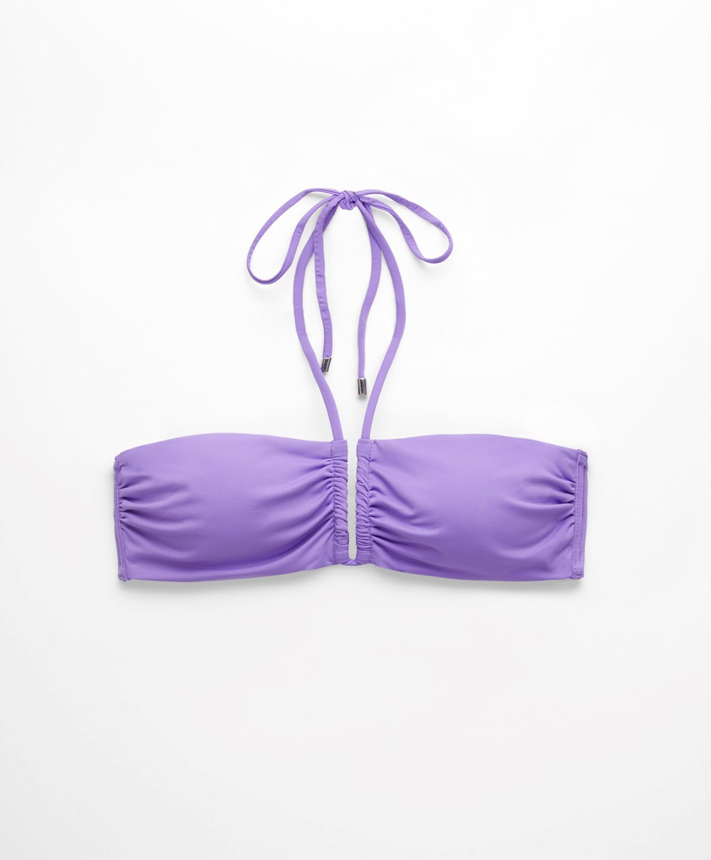 Oysho U-cut Bandeau Μπικίνι Top Violet | PBROQA-375