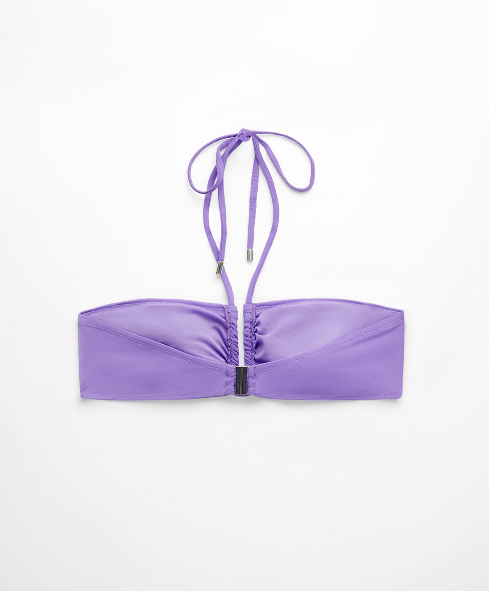 Oysho U-cut Bandeau Μπικίνι Top Violet | PBROQA-375