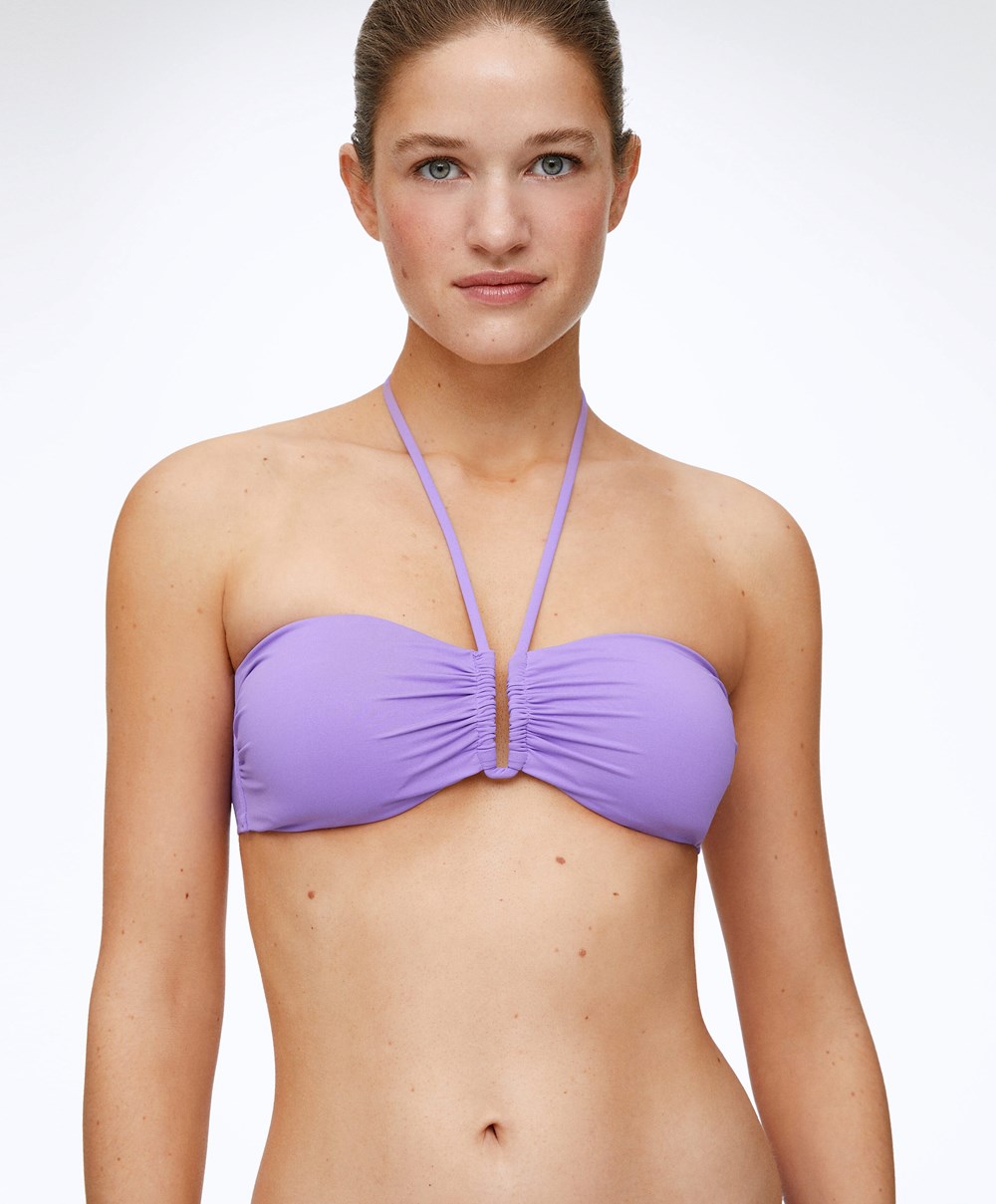 Oysho U-cut Bandeau Μπικίνι Top Violet | PBROQA-375