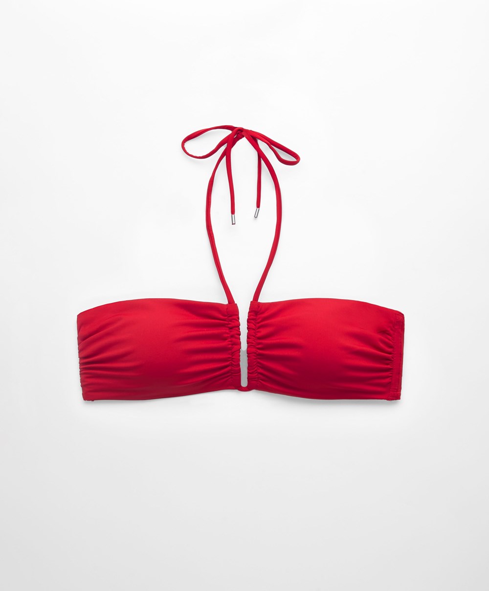 Oysho U-cut Bandeau Μπικίνι Top κοκκινα | MHVNTQ-879