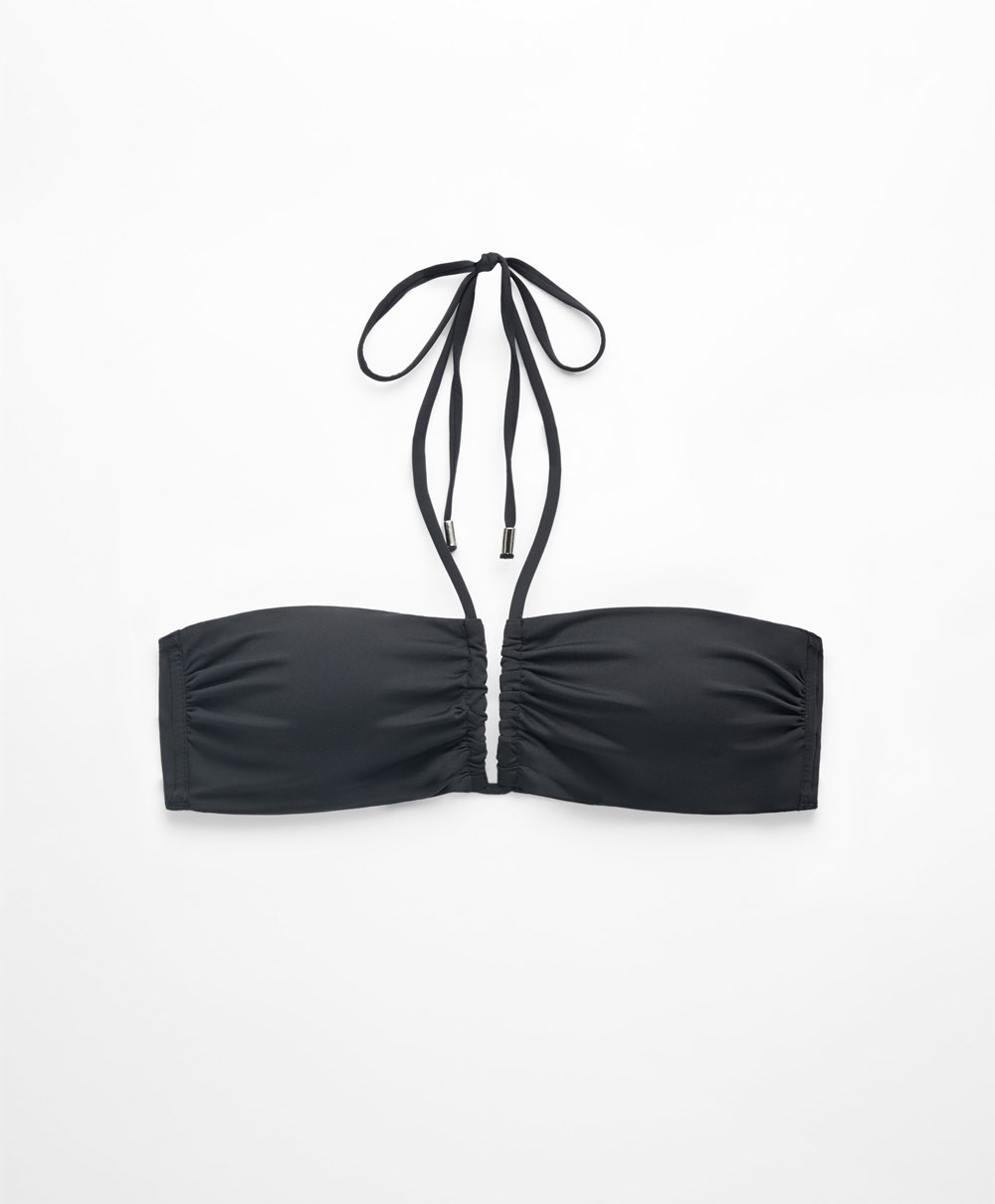 Oysho U-cut Bandeau Μπικίνι Top μαυρα | NUQPKH-341