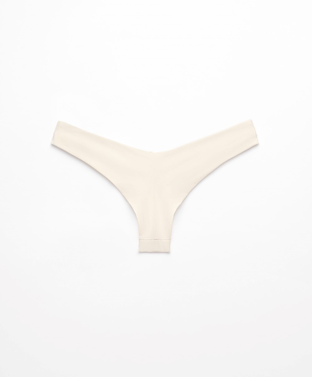 Oysho U-cut Brazilian Μπικίνι Briefs Ecru | YLQOIC-126