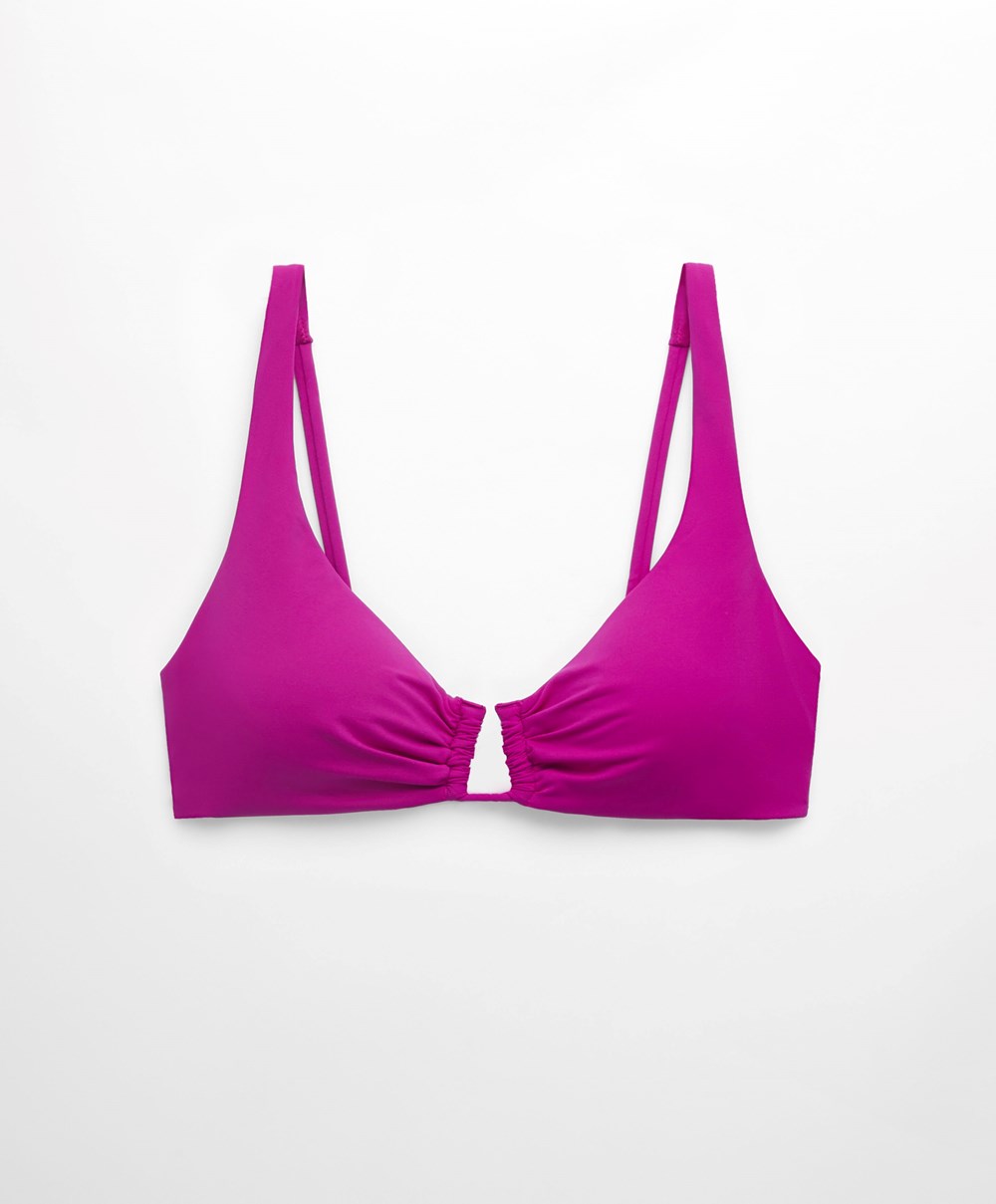 Oysho U-neck Halter Μπικίνι Top Bougainvillea | UNZGBL-284