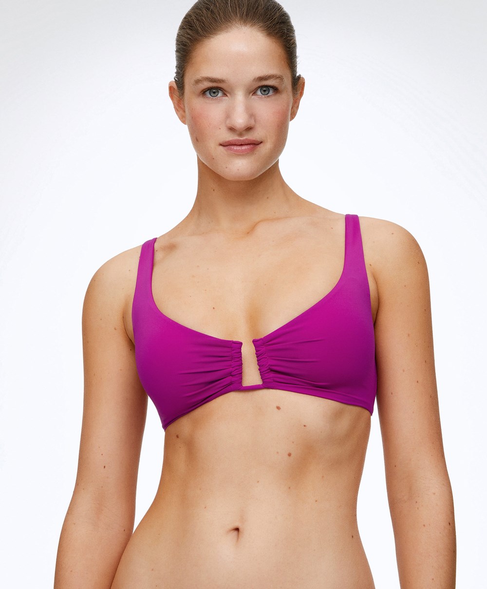 Oysho U-neck Halter Μπικίνι Top Bougainvillea | UNZGBL-284