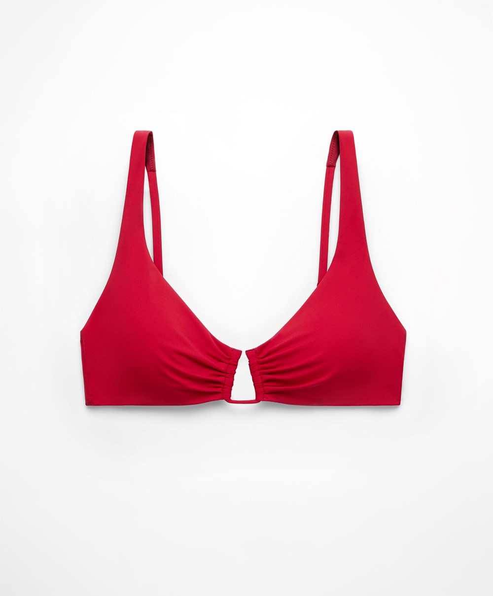 Oysho U-neck Halter Μπικίνι Top κοκκινα | WHFNOE-829