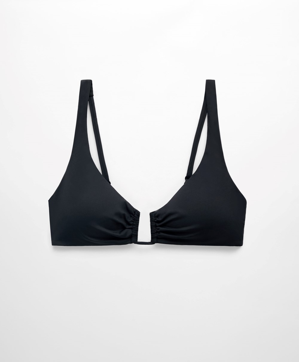 Oysho U-neck Halter Μπικίνι Top μαυρα | KXSCJU-069