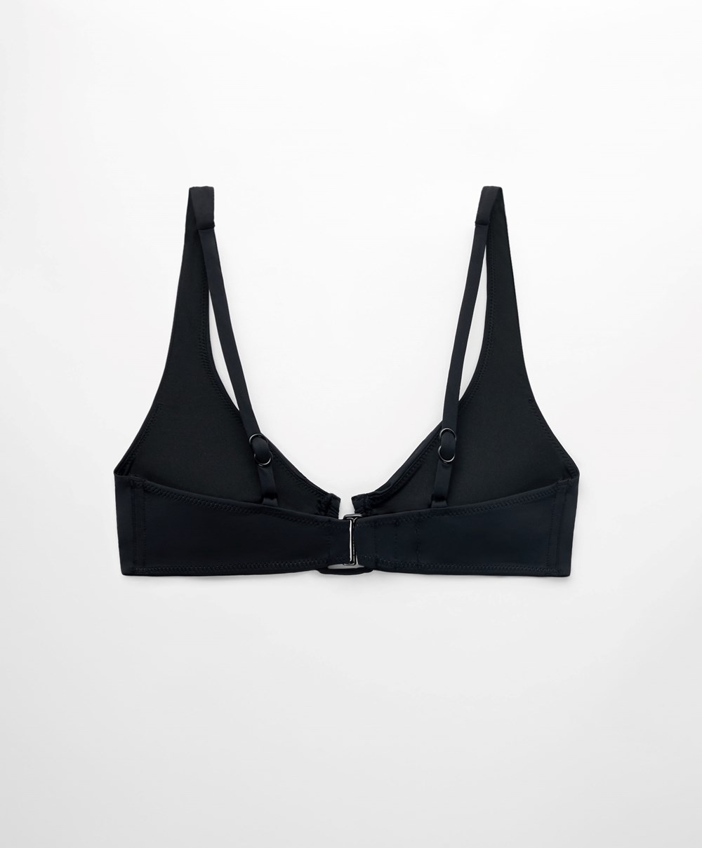 Oysho U-neck Halter Μπικίνι Top μαυρα | KXSCJU-069