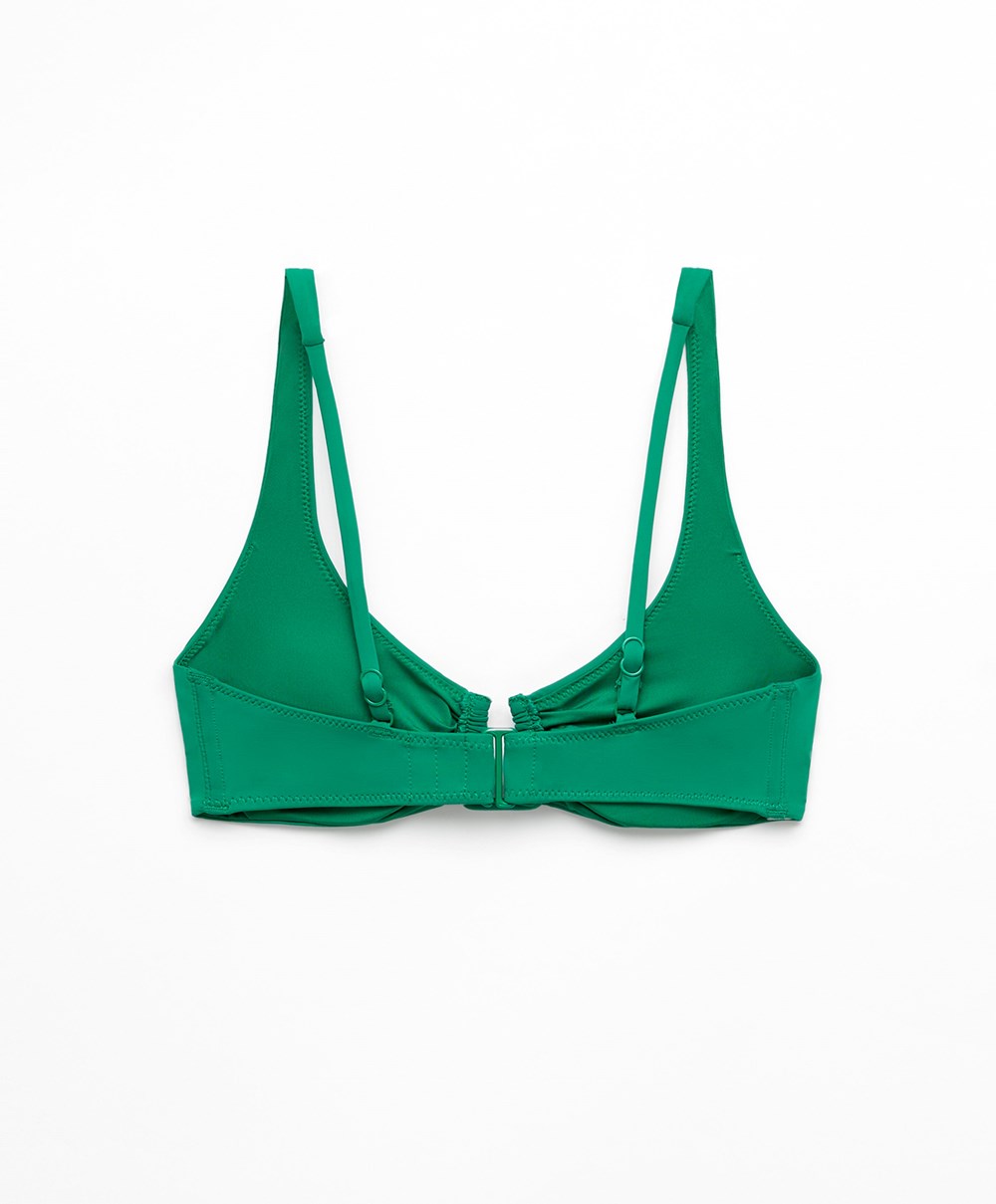 Oysho U-neck Halter Μπικίνι Top πρασινο | XTPVNK-320