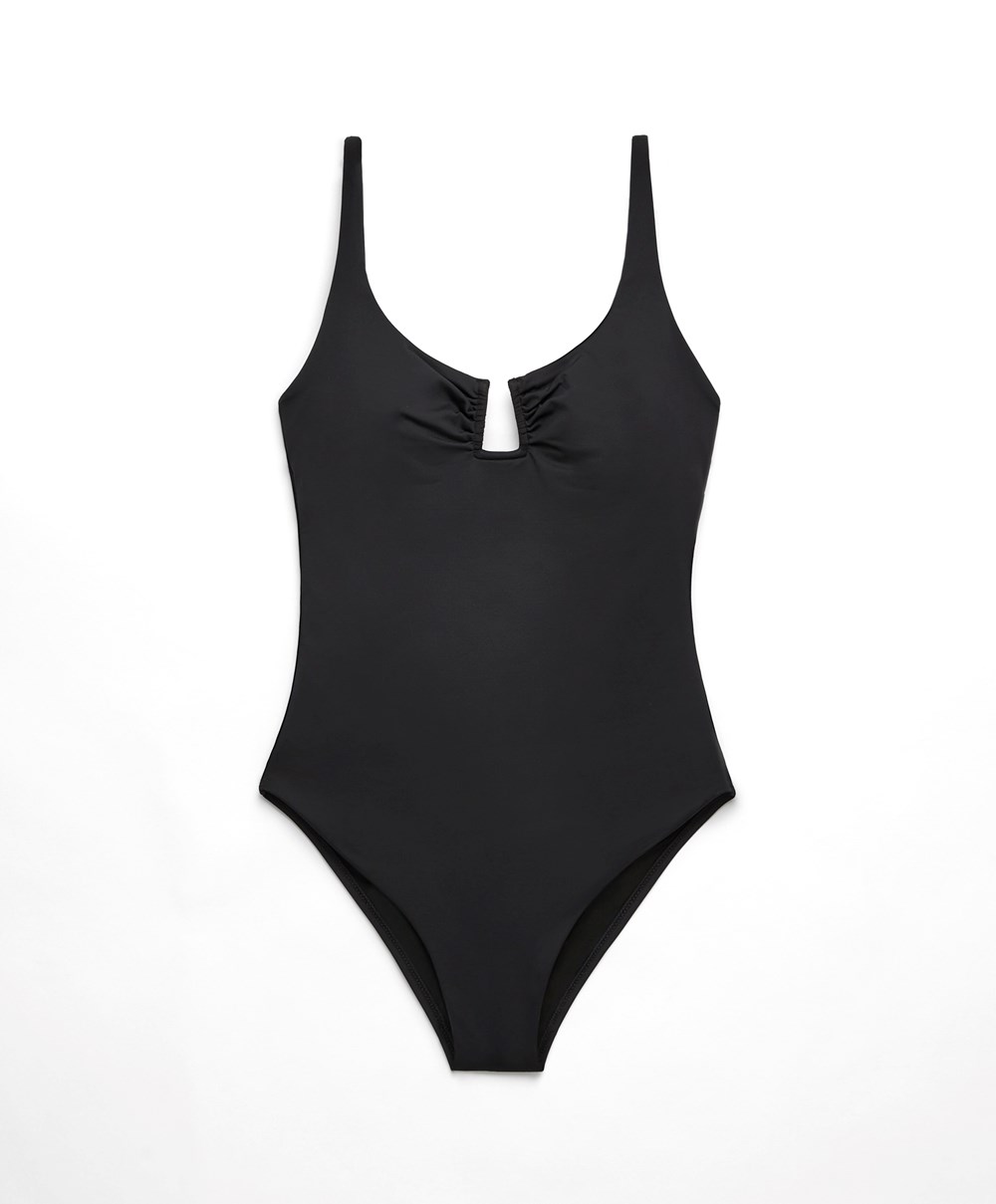 Oysho U-notch Neckline Halter Swimsuit μαυρα | ZVWOHB-387