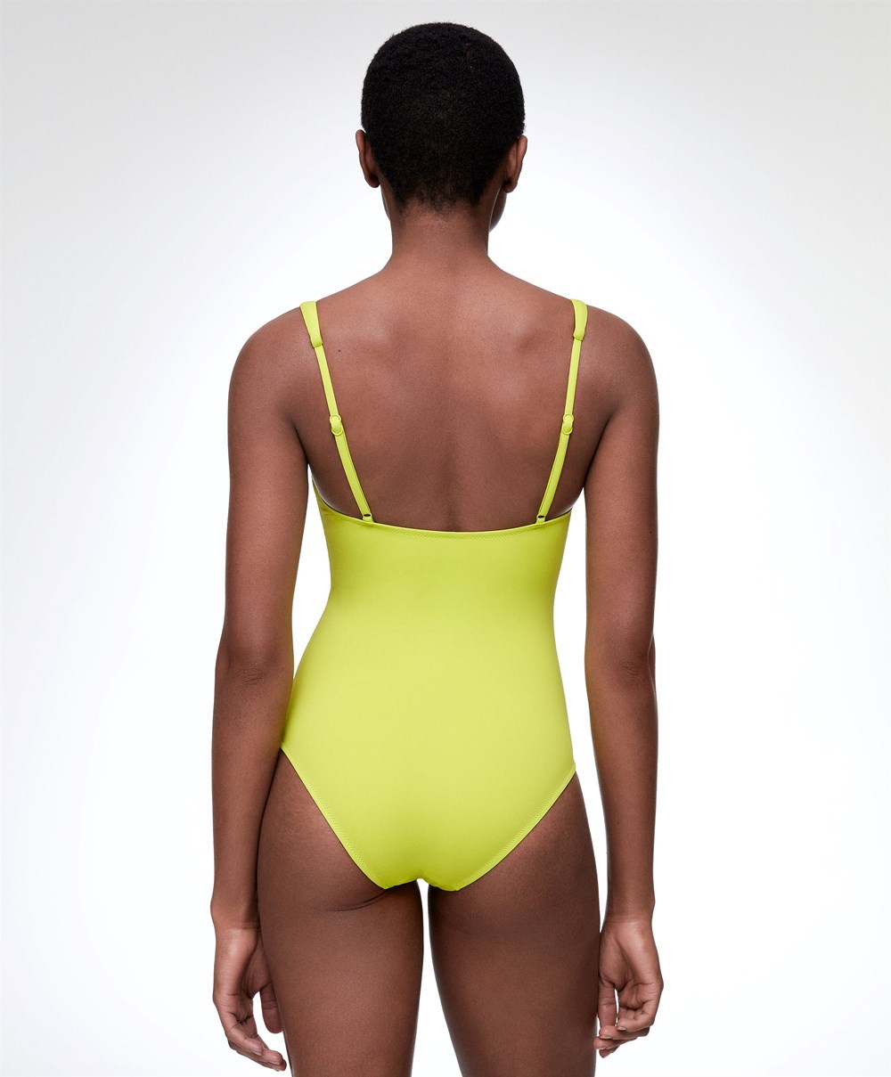 Oysho U-notch Neckline Halter Swimsuit πρασινο | OQATGK-957