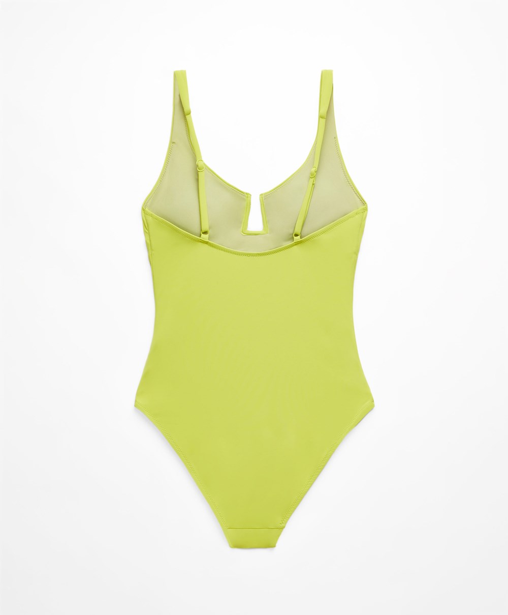 Oysho U-notch Neckline Halter Swimsuit πρασινο | OQATGK-957