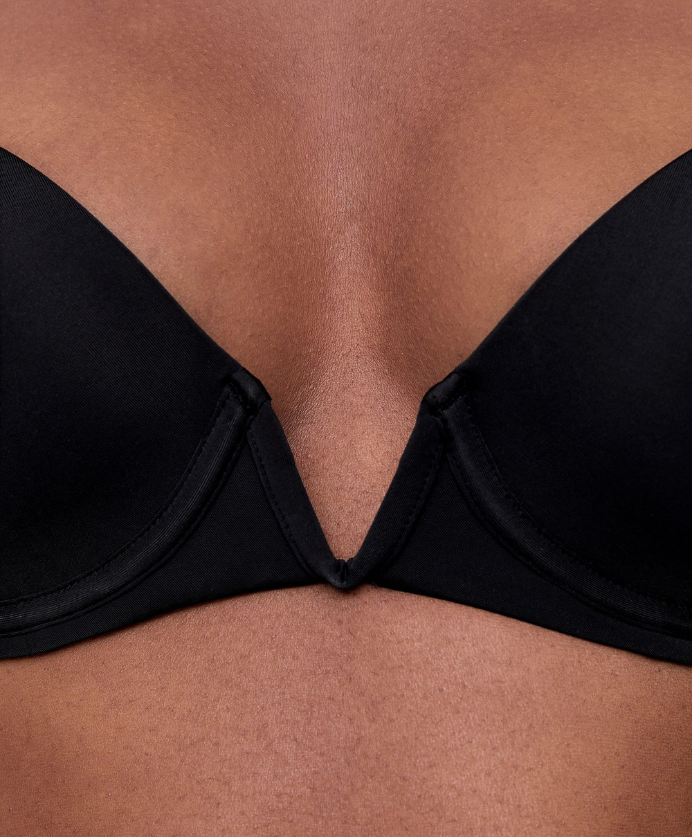 Oysho V-neck Multiway Push-up Bra μαυρα | GOARMV-348